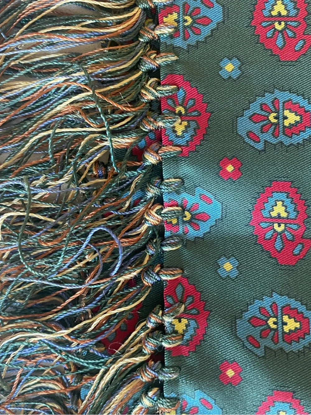 Vintage Cisco Green Silk Fringed Gentlemans Scarf